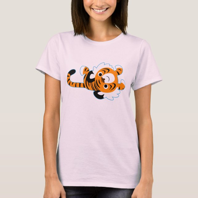 Lätt fram Tecknad Tiger Women T-Shirt (Framsida)