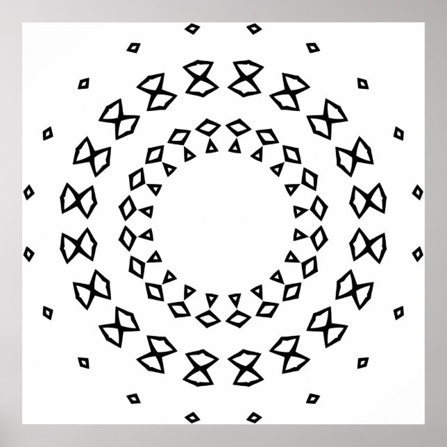 Lätt geometrisk mandala-färgningssida design poster (Framsidan)