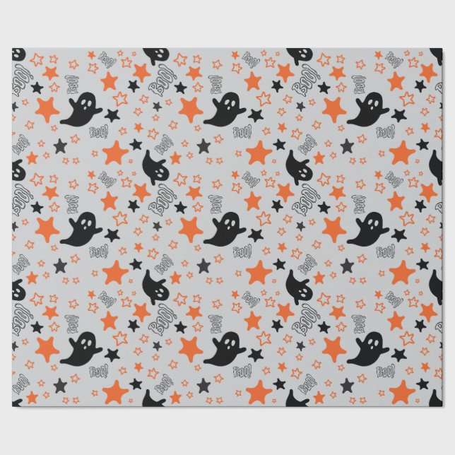 Lätt Grått Sömlöst omslag Pappert: Spöken, stjärno Presentpapper (Seam)
