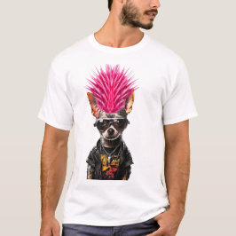 Lätt halloween-kostym punkrock-chihuahua rosa t shirt