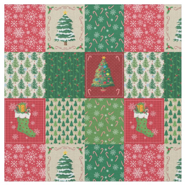 Lätt julquilt patchwork tyg (Närbild)
