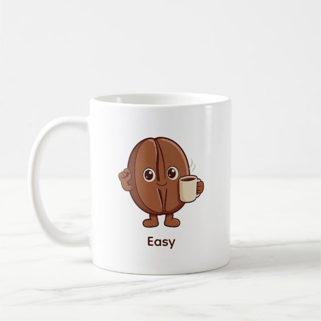 Lätt kaffebönas karaktärstilltro kaffemugg (Vänster)