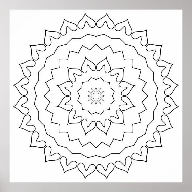 Lätt Kronblad Ring Mandala Färgsida Design Poster (Framsidan)
