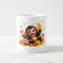 Lätt leende apa med stora ögon, lekfull tropisk jumbo mugg
