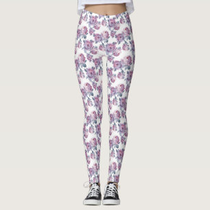 Lätt Lila Blommigt Kvinnor i bensin Leggings