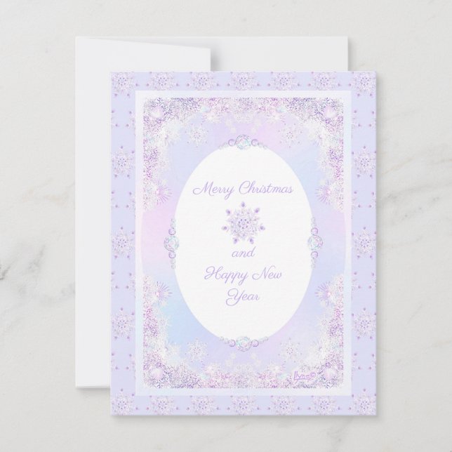 lätt lila snöflake och glittrande hjärta inbjudningar (Framsida)