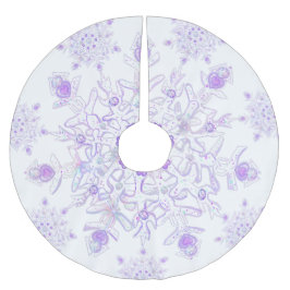 lätt lila snöflake och glittrande hjärta julgransmatta borstad polyester