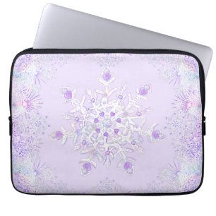 lätt lila snöflake och glittrande hjärta laptop fodral