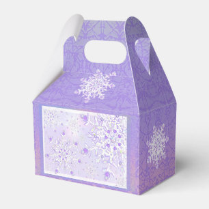 lätt lila snöflake och glittrande hjärta presentaskar