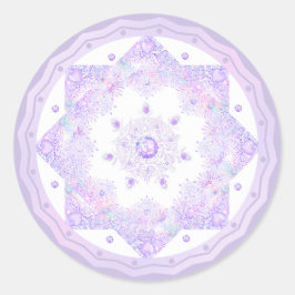 lätt lila snöflake och glittrande hjärta runt klistermärke