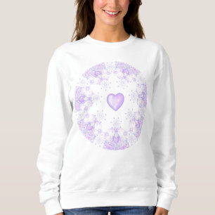 lätt lila snöflake och glittrande hjärta t shirt