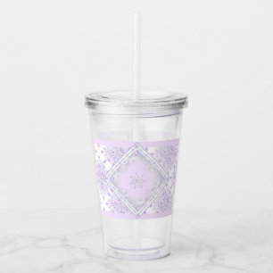 lätt lila snöflake och glittrande hjärta take away mugg