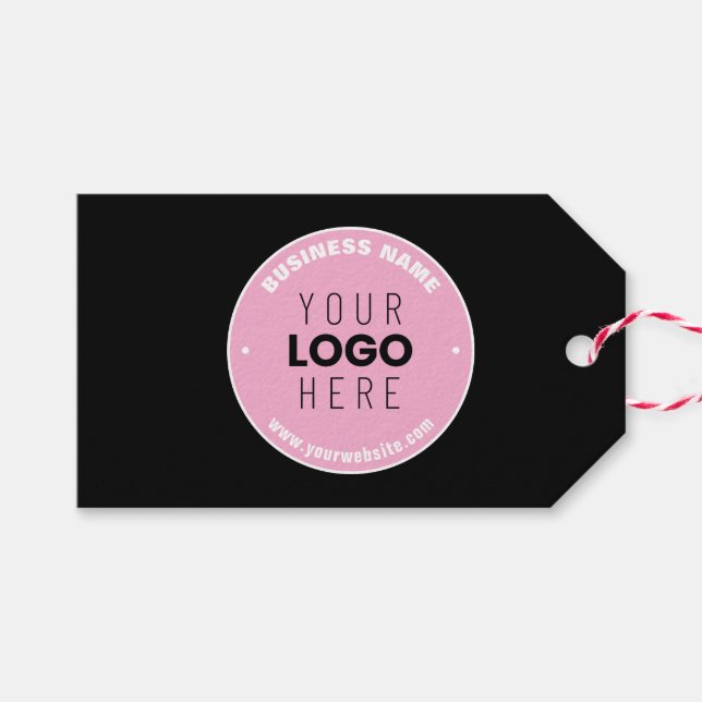 Lätt logoutbyte & redigerbar text | Rosa/Gör-det-s Presentetikett (Framsidan (Horizontal))