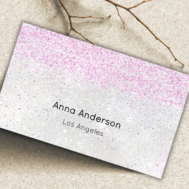 Lätt lyx vit pärl rosa falskt glitter visitkort (Skapare uppladdad)
