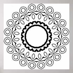 Lätt Mandala Färgsida Kraftig Cirkelmönster Poster