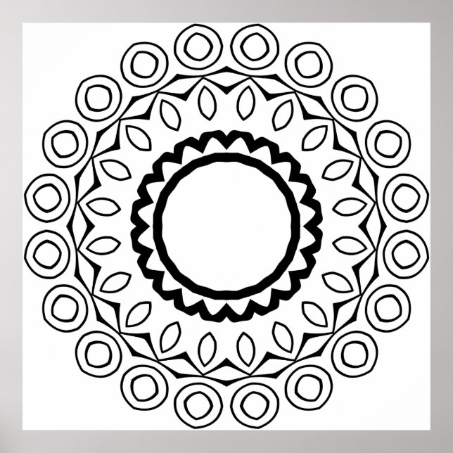 Lätt Mandala Färgsida Kraftig Cirkelmönster Poster (Framsidan)