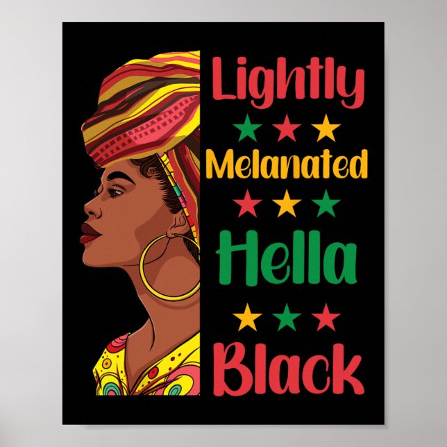 Lätt Melanated Hella Black History Melanin Afri Poster (Framsidan)