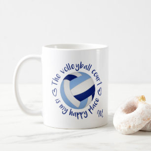lätt mörk blått volleybolldomstol lycklig ställe kaffemugg