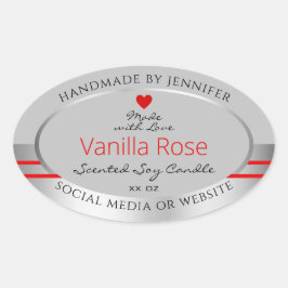 Lätt produktförpackningsetiketter Light Grått Silv Ovalt Klistermärke