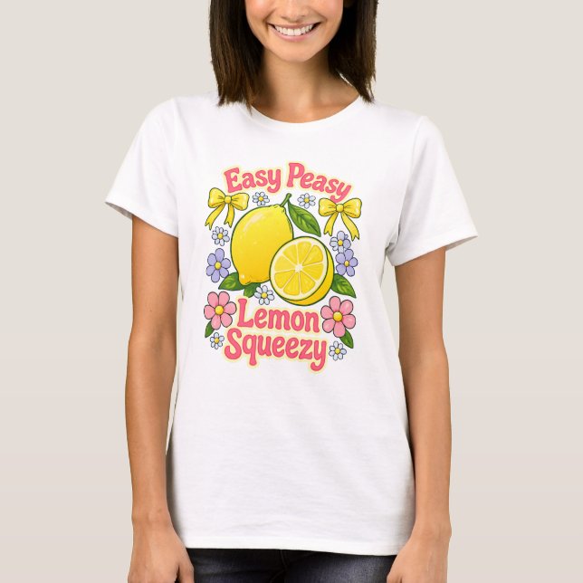 Lätt Sås Citron Squeeze – Citroner och blommor T Shirt (Framsida)