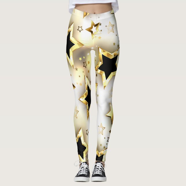 Lätt sömlös med guld-stjärnor leggings (Framsida)