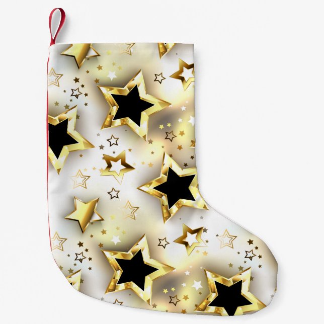 Lätt sömlös med guld-stjärnor liten julstrumpa (Framsidan)