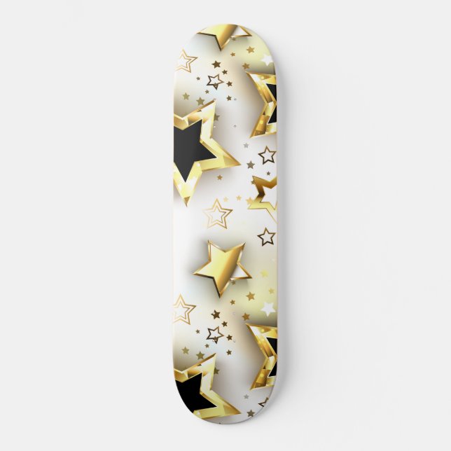 Lätt sömlös med guld-stjärnor mini skateboard bräda 18,5 cm (Framsida)