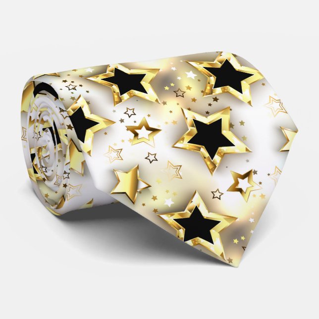 Lätt sömlös med guld-stjärnor slips (Rullad)