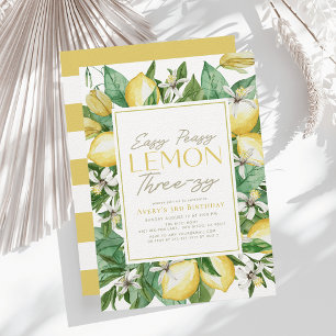 Lätt Sött Citron Tre-fest Citrus 3-årsdag Inbjudningar