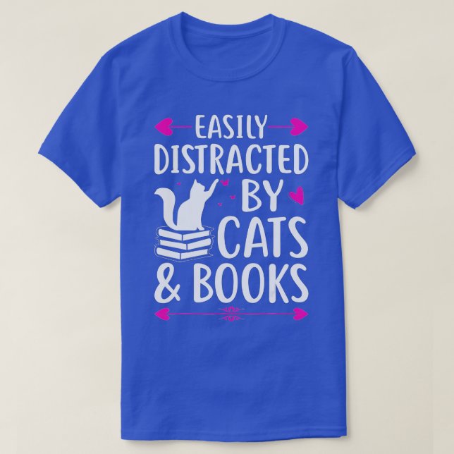 lätt spridd av katter och böckerCute Cat Bok T Shirt (Design framsida)