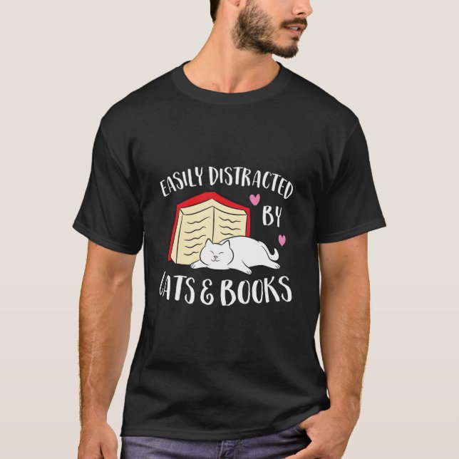 lätt spridd av katter och Bokar T Shirt (Framsida)