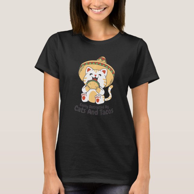 lätt spridd av katter och takos t shirt (Framsida)