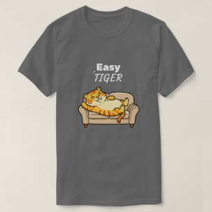 Lätt Tiger Söt Tecknad Avslappnad Soffa Djur Humo T Shirt
