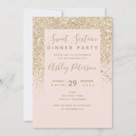 lätt typografi guld glitter  rosa Söt 16 Inbjudningar