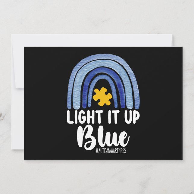 Lätt upp "Blue Rainbow Autism Awareness Family" Inbjudningar (Framsida)