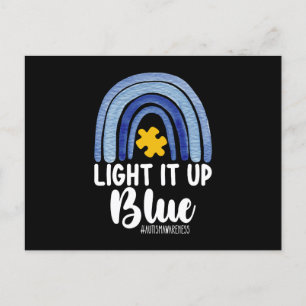 Lätt upp "Blue Rainbow Autism Awareness Family" Vykort