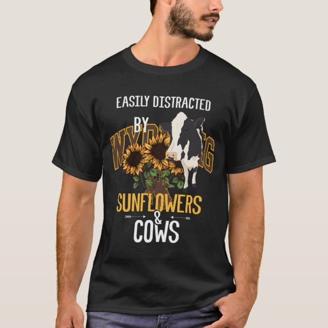 lätt uppdelade efter solrosor och kor t shirt (Framsida)