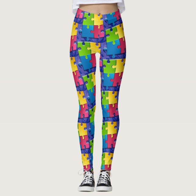 Lätta förband med lätt Färgad Puzzle Leggings (Framsida)
