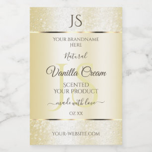 Lätta Guld Cream Glitter-produktetiketter Initiale Mat Etikett