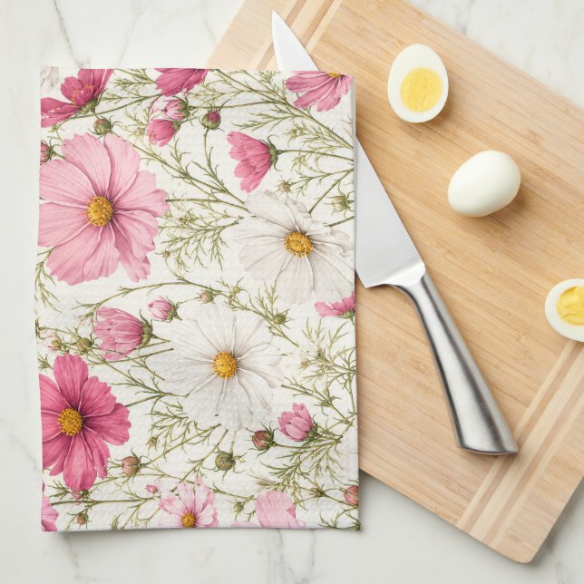 Lätta Kosmos Blommiga Stjälkar Kökshandduk (Vikt i Fjärdedel)