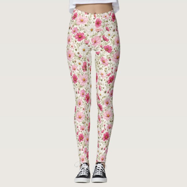Lätta Kosmos Blommiga Stjälkar Leggings (Framsida)