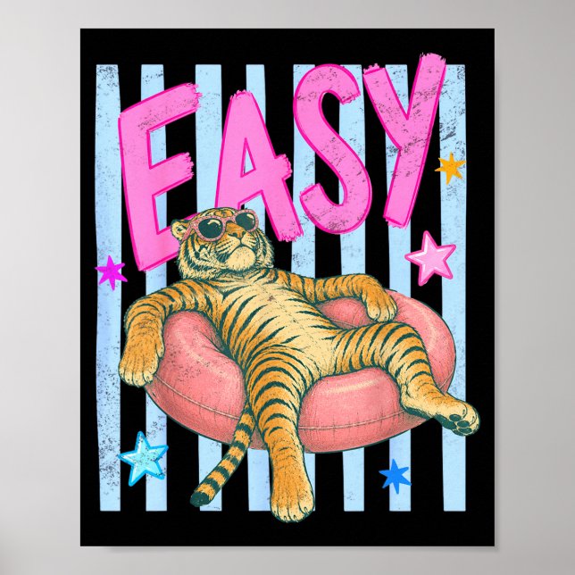 Lätta tiger ränder snygg sommar pool semester poster (Framsidan)