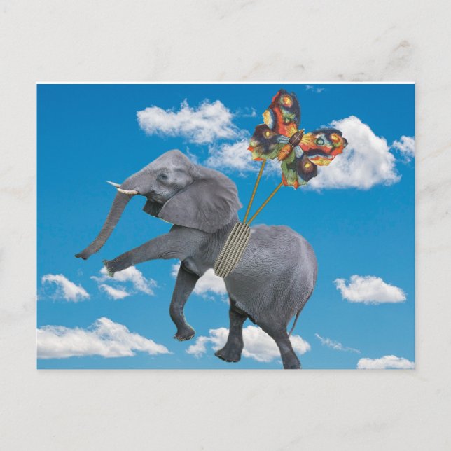 Lätta upp elefant- och fjärilspostkort vykort (Framsida)