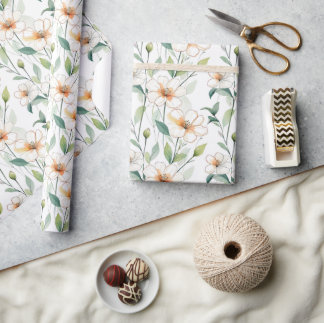 Lätta vita blommor Mönster Vårblomma Äng Presentpapper