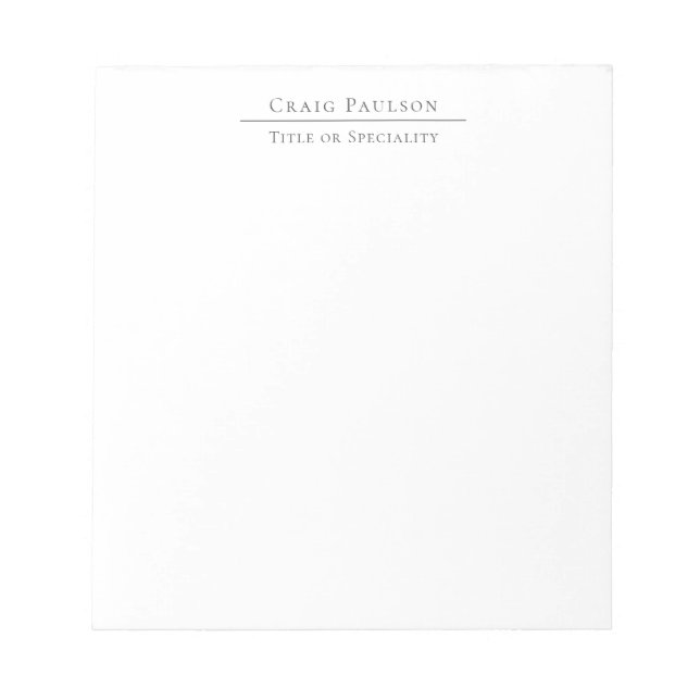 Lättaktiv Professionell, minimalistiskt Namn Anteckningsblock (Framsida)