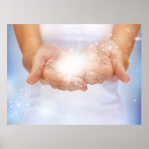Lättande händer med vitt kristallenergisparande poster