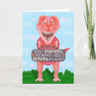 Lättare Alla hjärtans dag T Rex Dinosaur Cute Humo Helgkort