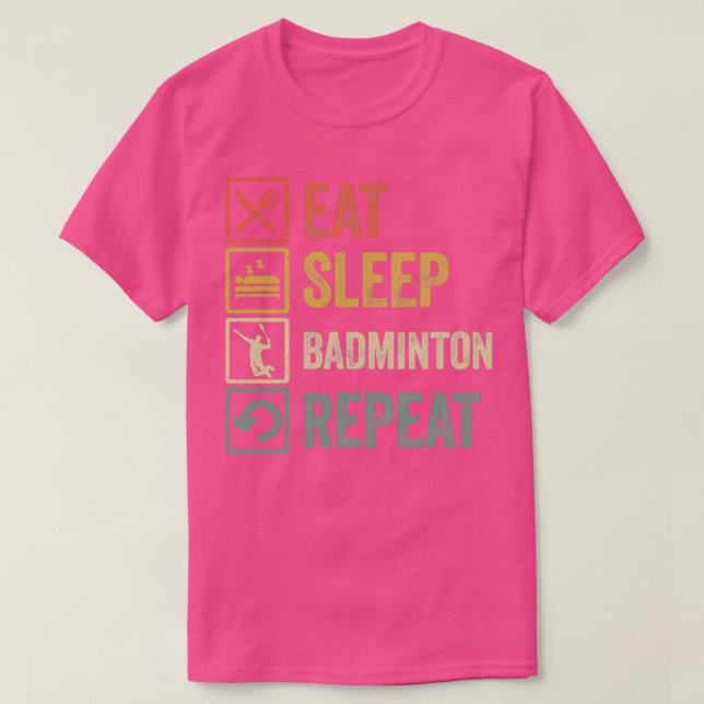 Lättare att äta vilostoppbadminton upprepad vintag t shirt (Design framsida)
