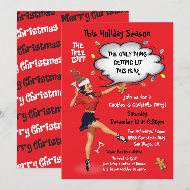 Lättare att hämta kakor och Cocktails Party Inbjudningar (Fram/baksida)