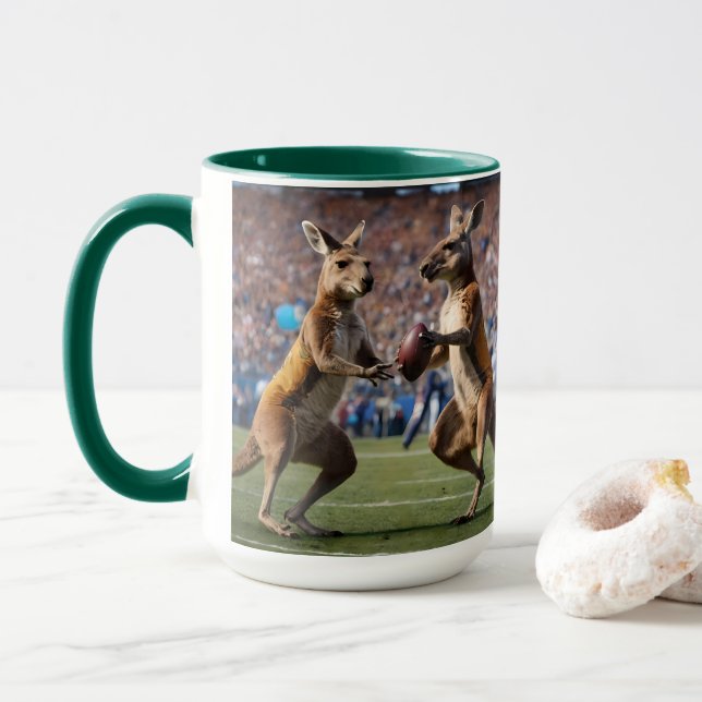 Lättare Australian Kangaroos Spelande Football Mugg (Med munk)